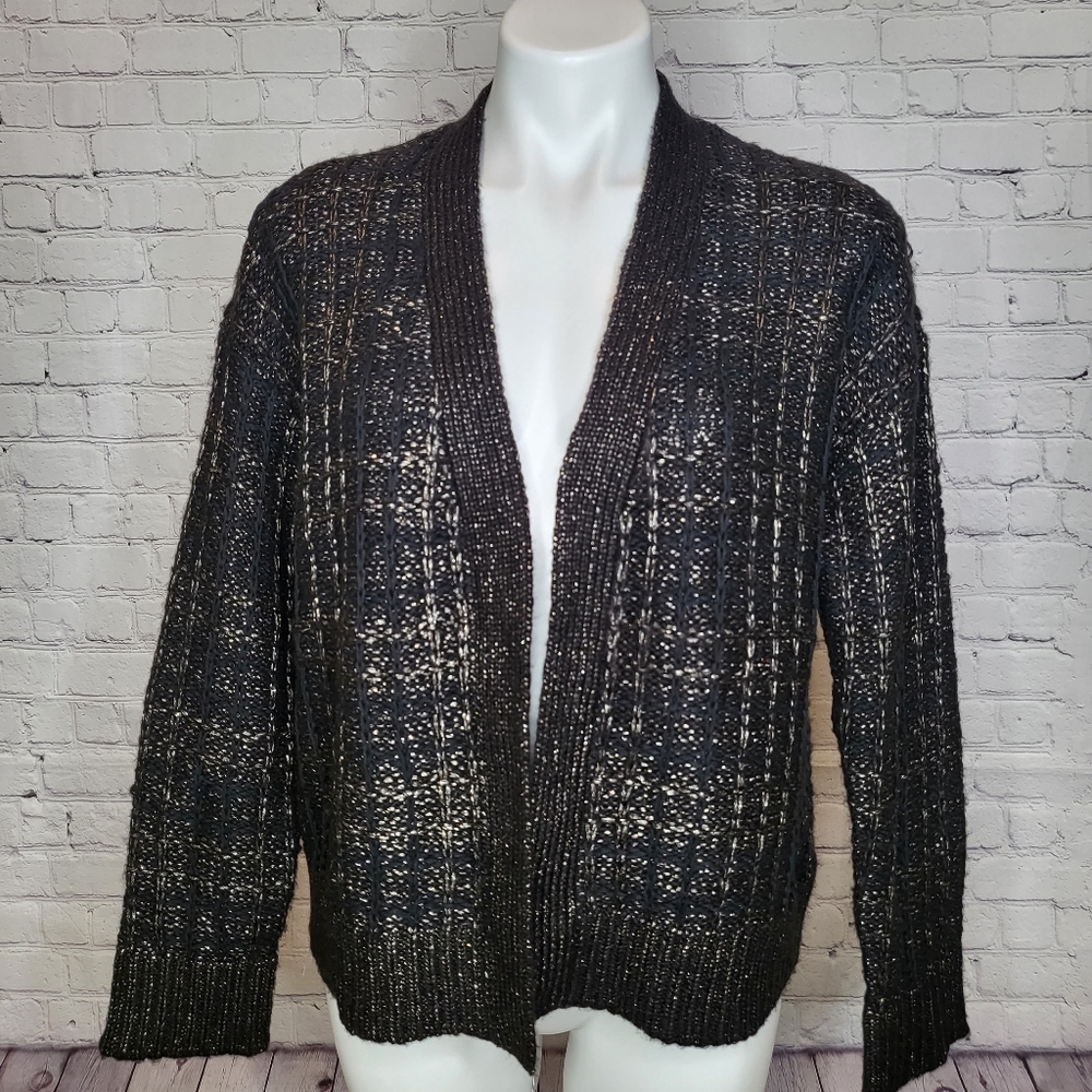 Loft Metallic and Black Cardigan Sweater Size M